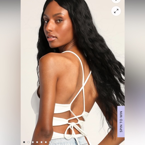 Lulus Chic Spin White Sleeveless Lace-Up Backless Bodysuit - Picture 2 of 4